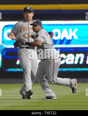 Washington Nationals Ronnie Belliard shows off his World Series