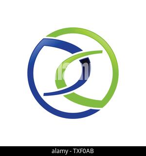 Blue Green Link Chain Insurance Vector Symbol Graphic Logo Design Template Stock Vector