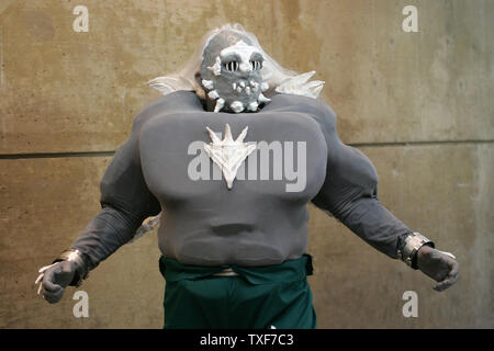 Tony Abdullah, 27, is dressed as Doomsday, from the Superman Comic Book during the 11th annual Comic Con in Baltimore on August 29, 2010. Over 100 contestants showed off their best impressions of comic book heros and villains on costume contest day.  UPI/Greg Whitesell