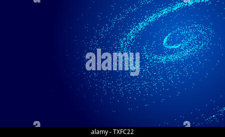 Dark blue cosmic vortex, particle construction network technology big data abstract background Stock Photo