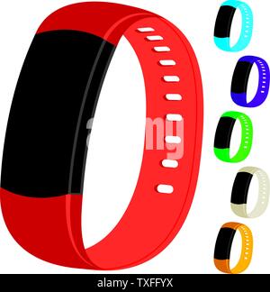 Vector illustration. Simple smartband set in various colors with copy space. Stock Vector