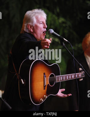 Graham Nash performs during a tribute concert memorializing Buddy Holly, J.P. 'The Big Booper' Richardson and Ritchie Valens at the Surf Ballroom in Clear Lake, Iowa on February 2, 2009. The three rock 'n' roll pioneers played their last show at the Surf Ballroom 50 years ago to the day. Singer Don McLean coined the phrase 'the day the music died' in his hit song American Pie referring to the death of the plane crash that killed the three stars in the early morning hours of February 3, 1959.  (UPI Photo/Brian Kersey) Stock Photo
