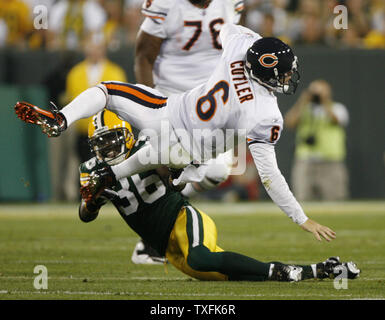 Chicago Bears' Jay Cutler is seen during the first half of an NFL football  game against the Green Bay Packers Sunday, Sept. 13, 2009, in Green Bay,  Wis. (AP Photo/Jeffrey Phelps Stock