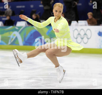 Kiira Korpi of Finland skates her short program in the women's figure competition at the 2010 Winter Olympics in Vancouver, Canada on February 23, 2010.     UPI/Brian Kersey Stock Photo