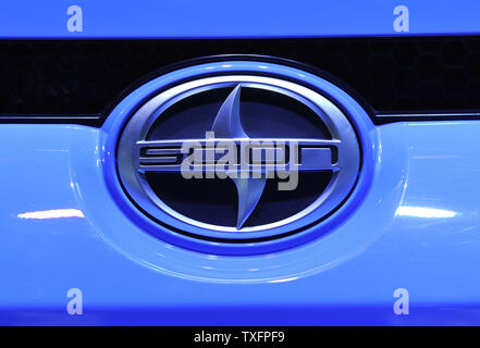 The Scion logo can be seen on the grille of one of their vehicles at the 2011 North American International Auto Show at the Cobo Center in Detroit on January 11, 2011.     UPI/Brian Kersey Stock Photo