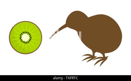 New Zealand Kiwi Bird Logo or tattoo with Maori Style Koru icon Design ...