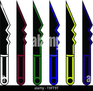Collection of Cartoon Daggers. Set of Decoration Weapon for Computer Game Design. Fantasy Knifes. Vector Illustration for Your Design, Game, Card. Stock Vector