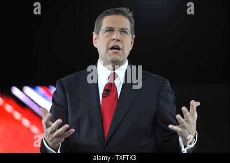 Mark Templin, Group Vice President and General Manger, Lexus Division, Toyota Motor Sales, talks at the 2012 North American International Auto Show on January 9, 2012 in Detroit.     UPI/Brian Kersey Stock Photo