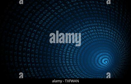 Binary code tunnel, vector background Stock Vector
