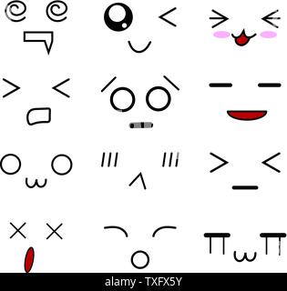 Manga expression. anime girl facial expressions. eyes, mouth and nose,  eyebrows in japanese style. manga woman emotions cartoon vector set.  illustration character manga facial girl, cute expression | Download on  Freepik