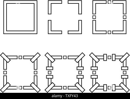 Template of User Interface for Mobile Applications, Cards, Games. Outline Frames of Level Up. Decoration Elements. Vector Illustration for Your Design Stock Vector