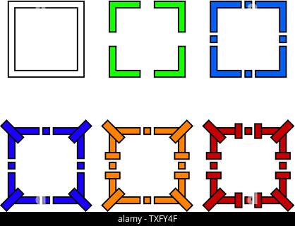 Template of User Interface for Mobile Applications, Cards, Games. Colored Frames of Level Up. Decoration Elements. Vector Illustration for Your Design Stock Vector