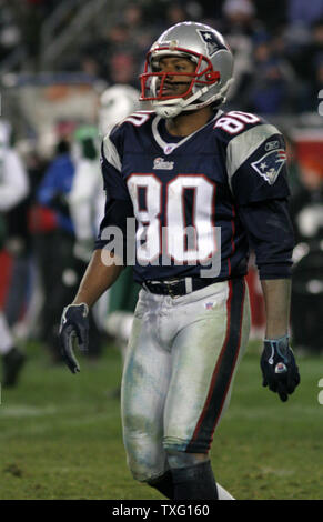 New England Patriots wide receiver Troy Brown walks off the field