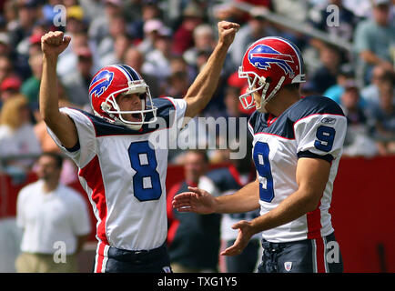 Buffalo Bills' Brian Moorman kicks during the first quarter of the NFL  football game between the Buffalo Bills and the New York Jets at New  Meadowlands Stadium, Sunday, Jan. 2, 2011, in