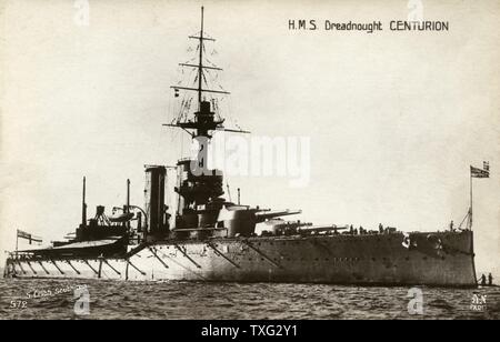 British battleship HMS Dreadnought Centurion, King George V-class, in service for the Royal Navy from 1913. Stock Photo