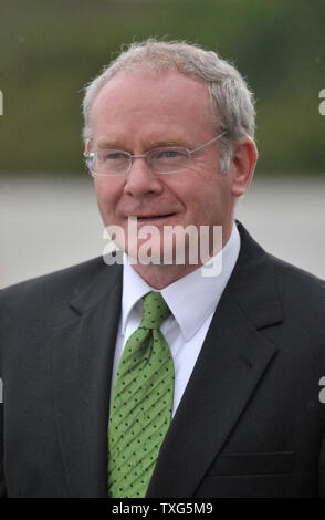 Martin McGuinness, deputy First Minister of Northern Ireland, arrives at the memorial service for Edward Kennedy at the John F. Kennedy Presidential Library and Museum in Boston on August 28, 2009. Senator Kennedy, who passed away late Tuesday night at the age of 77, will be buried in Arlington Cemetery tomorrow following a funeral in Boston.  UPI/Kevin Dietsch. Stock Photo