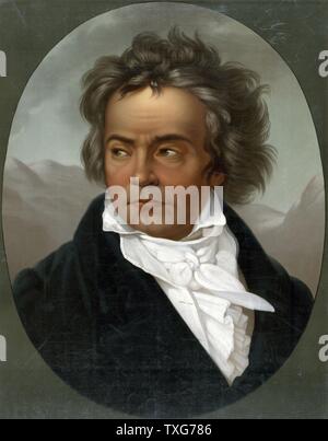 Ludwig van Beethoven, German composer and pianist whose music was transitional between the Classical and Romantic Stock Photo