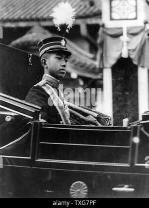 Hirohito, Emperor Showa, 124th Emperor of Japan from 1926.   Hirohito, the death of his grandfather Emperor Meiji. Stock Photo