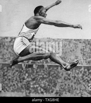 Jesse Owens, American track and field athlete. He participated in the 1936 Summer Olympics in Berlin, Germany, where he achieved international fame by winning four gold medals Stock Photo