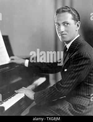 George Gershwin, American composer and pianist. Gershwin's compositions spanned both popular and classical genres. He wrote most of his vocal and theatrical works, including more than a dozen Broadway shows Stock Photo