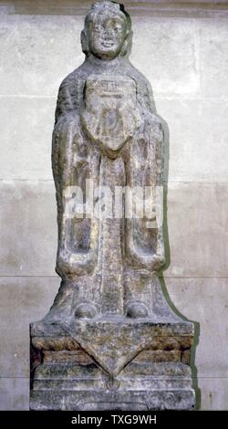 Stone guardian sculpture from North-eastern China, circa 17th Century, late Ming or Qing Dynasty. The figure was one of a pair. Such statues lined the approach roads to tombs. Stock Photo