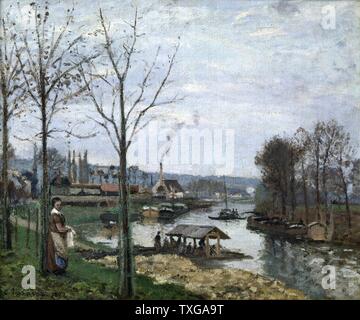 Camille Pissarro French school The Seine at Port Marly, the Wash House La Seine à Port-Marly, le lavoir 1872 Oil on canvas (46.5 x 56 cm) Paris, musée d'Orsay Stock Photo