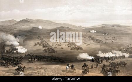 Crimean War  (1853-1856) : 'Charge of the light cavalry brigade, 25th Oct. 1854, under Major General the Earl of Cardigan. Lithograph Stock Photo