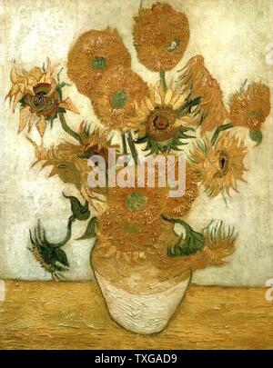 Vincent van Gogh Dutch school Vase with Fifteen Sunflowers (The Repetitions) January 1889 Oil on canvas (100.5 x 76.5 cm) Tokyo, Sompo Nipponkoa Museum Stock Photo