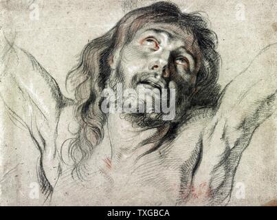 Head of Christ on the cross. By Peter Paul Rubens. Stock Photo