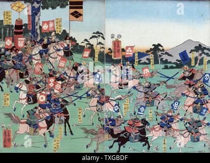 Kawanakajima no kassen: Battle at Kawanakajima, by Yoshikazu Utagawa ...