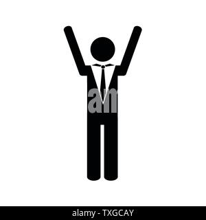 happy business man with raised arms pictogram vector illustration EPS10 Stock Vector