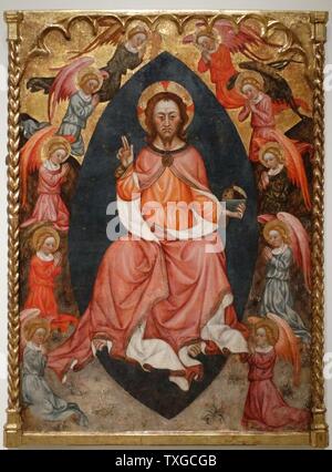 Altarpiece titled 'Salvador' by Pere Teixidor (1397-1446) Gothic painter. Dated 15th Century Stock Photo