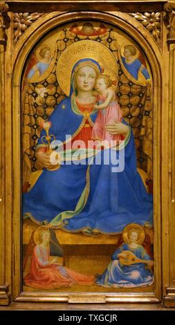 Painting titled 'Madonna of Humility' by Fra Angelico (1395-1455) Early Italian Renaissance painter. Dated 15th Century Stock Photo