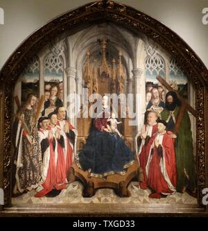 Painting titled 'Virgin Mary with Angels' by Jaume Huguet (1412-1492) Catalan painter. Dated 15th Century Stock Photo