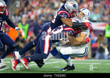 New England Patriots defensive lineman Trey Flowers #98 in action against  the Philadelphia Eagles at Super Bowl 52 on Sunday, February 4, 2018 in  Minneapolis. Philadelphia won the game 41-33.(AP Photo/Gregory Payan