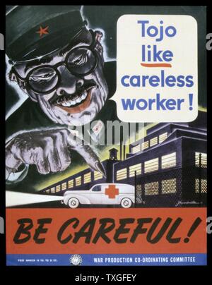 World war two: American anti-Japanese propaganda poster depicting General Tojo Stock Photo