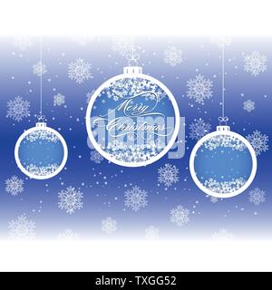 Christmas background with balls and snowflakes, vector. greeting card Stock Vector