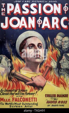 Film picture poster for 'The Passion of Joan of Arc' 1912 shows Renée Maria Falconetti as Joan of Arc. Stock Photo
