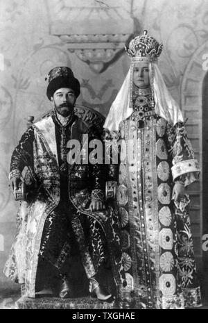 Tsar Nicholas II and empress Alexandra in coronation robes, Russia 1894 Stock Photo