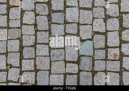 Old cobblestone tile texture in old town. City pavement background. Abstract granite stone brick pattern. Street sidewalk texture Stock Photo