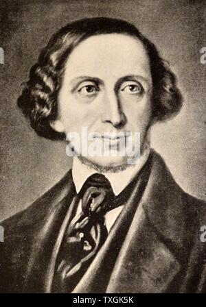 Portrait of Hans Christian Andersen (1805-1875) a Danish author. Dated 19th Century Stock Photo