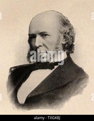Portrait of Herbert Spencer (1820-1903) an English philosopher, biologist, anthropologist, sociologist, and classical liberal political theorist. Dated 19th Century Stock Photo
