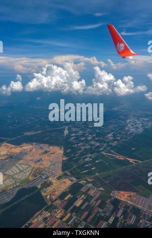 Photo by Lankawi, Malaysia, in the air from Kuala Lumpur to Penang on May 12, 2018. Stock Photo