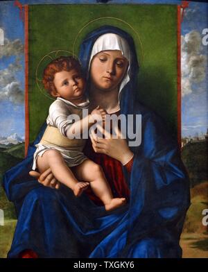 Painting titled 'The Virgin and Child' by Giovanni Bellini (1430-1516) an Italian Renaissance painter. Dated 15th Century Stock Photo