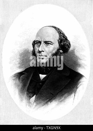 John Ericsson (1803-89) Swedish-born American engineer and inventor. Designed ironclad ship  'Monitor'.  Wood engraving Stock Photo