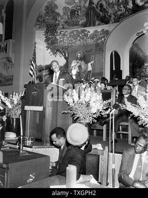 Martin Luther King  Jnr (1929-68). American black civil rights campaigner in the pulpit. Assassinated, supposedly by James Earl Ray Stock Photo