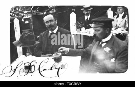 Samuel Franklin Cody (1862-1913), facing camera. American-born British aviator. Man-lifting kites: first British dirigible. Signed photograph Stock Photo