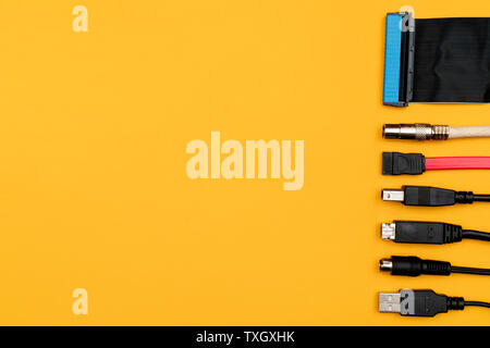 Connecting wires for the computer. Types of connectors Stock Photo - Alamy