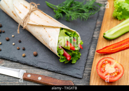 Vegetable roll for a healthy lifestyle. Stock Photo