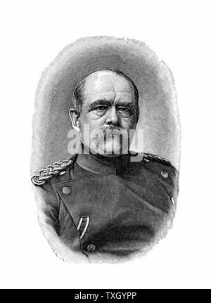 Otto von Bismarck (1815-98) German (Prussian) statesman. Bismarck in 1871 as Chancellor of the German Empire. Engraving Stock Photo